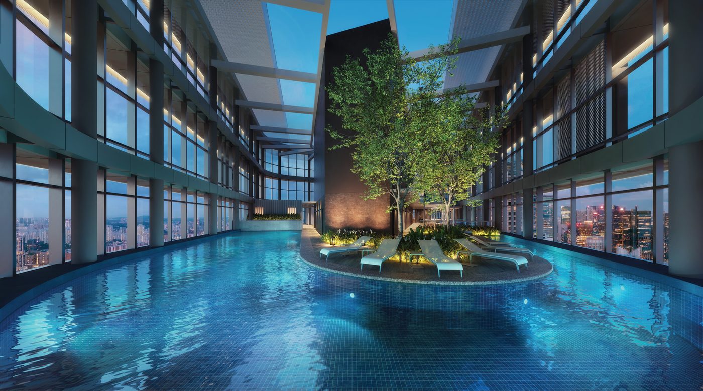 Newport Sky Pool — indoor with city views