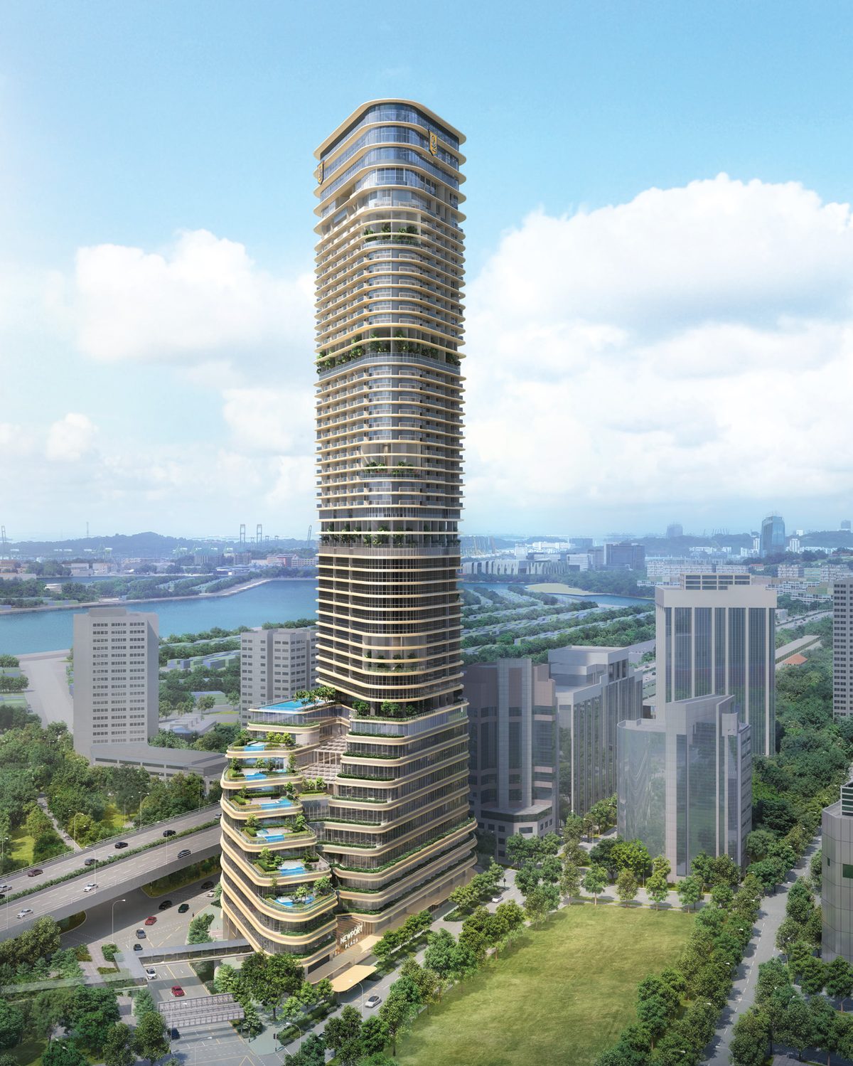 Tower — aerial with waterfront